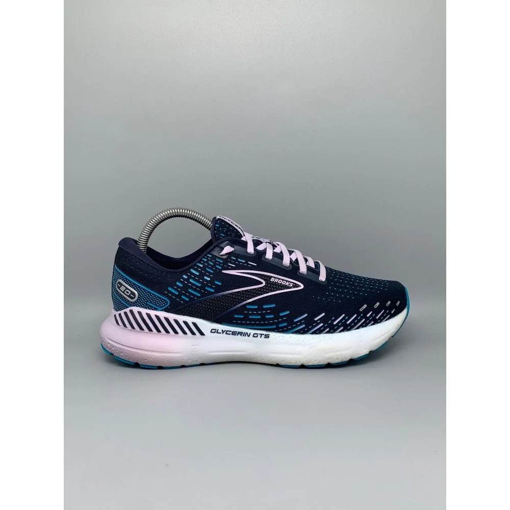 Brooks Glycerin‎ GTS 20 Navy Pink Running Shoes 1203701B412 Women's Sz 8.5